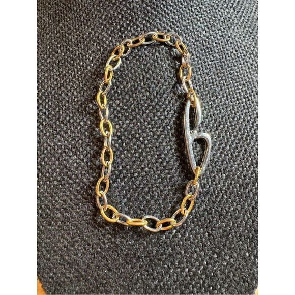 Bracelet, Mixed Metals Chain Bracelet, NEW, Handmade, Simple, Gold and Silver - Picture 1 of 4